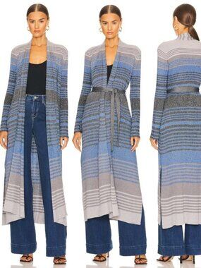 L'AGENCE Marija Duster Cardigan Size XS Metallic Blue Ombre